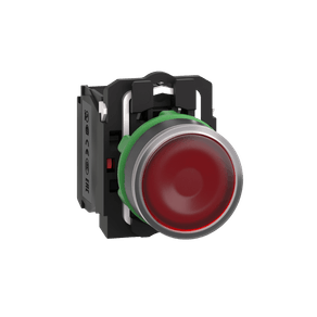 Botão De Pressão Luminoso Led Ø22mm Plástico 1NA Vermelho 220-240Vca Retorno Mola Cód. XB5AW34M1 – Schneider